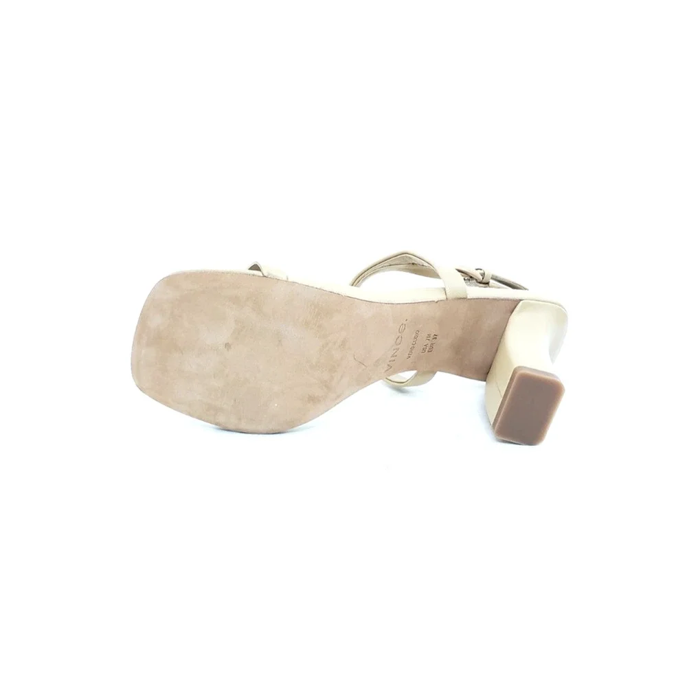 Vince Luella Womens Heeled Sandals Blonde Beige Leather Ankle Strap Size 7_6